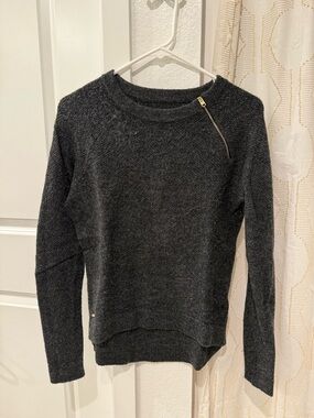 Abercrombie & Fitch Charcoal Crewneck Sweater with Zip Detail